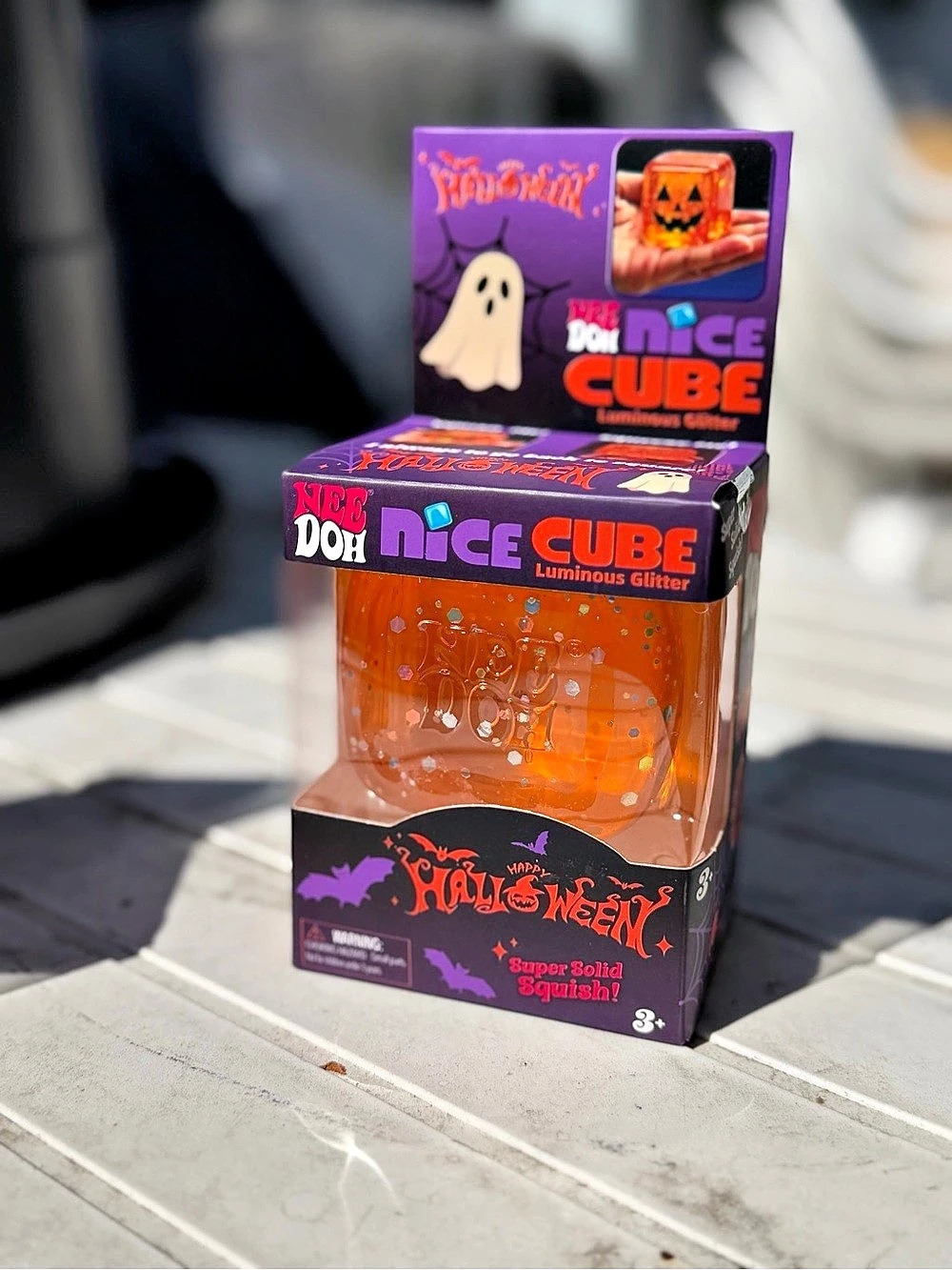 NeeDoh Nice Cube Halloween Super Solid Squish Halloween Orange & Purple